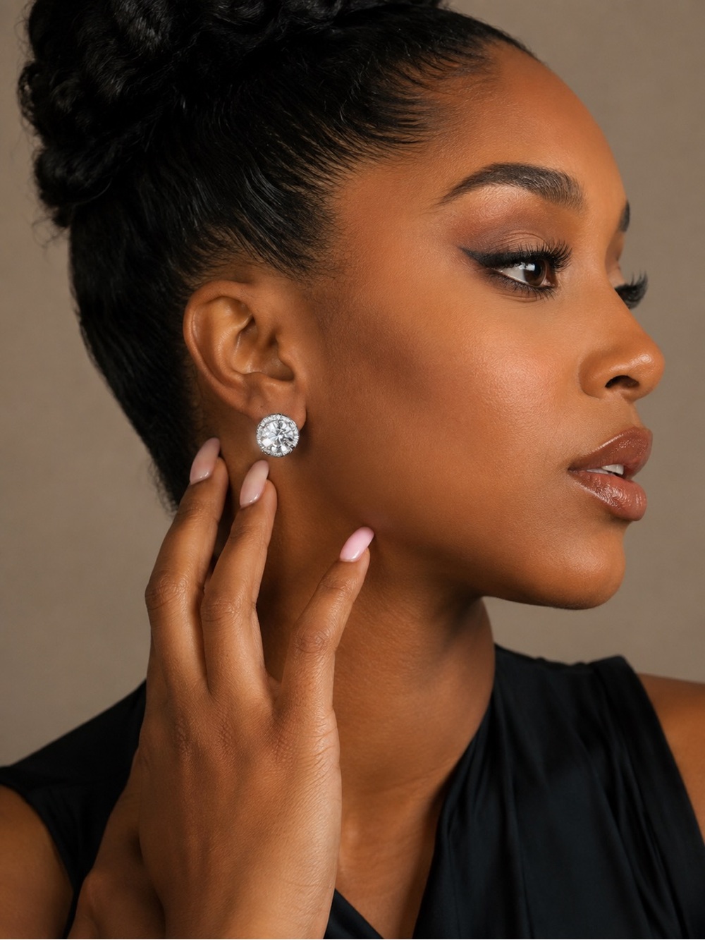 2 caret S925 Sterling Silver Natural Round Earrings